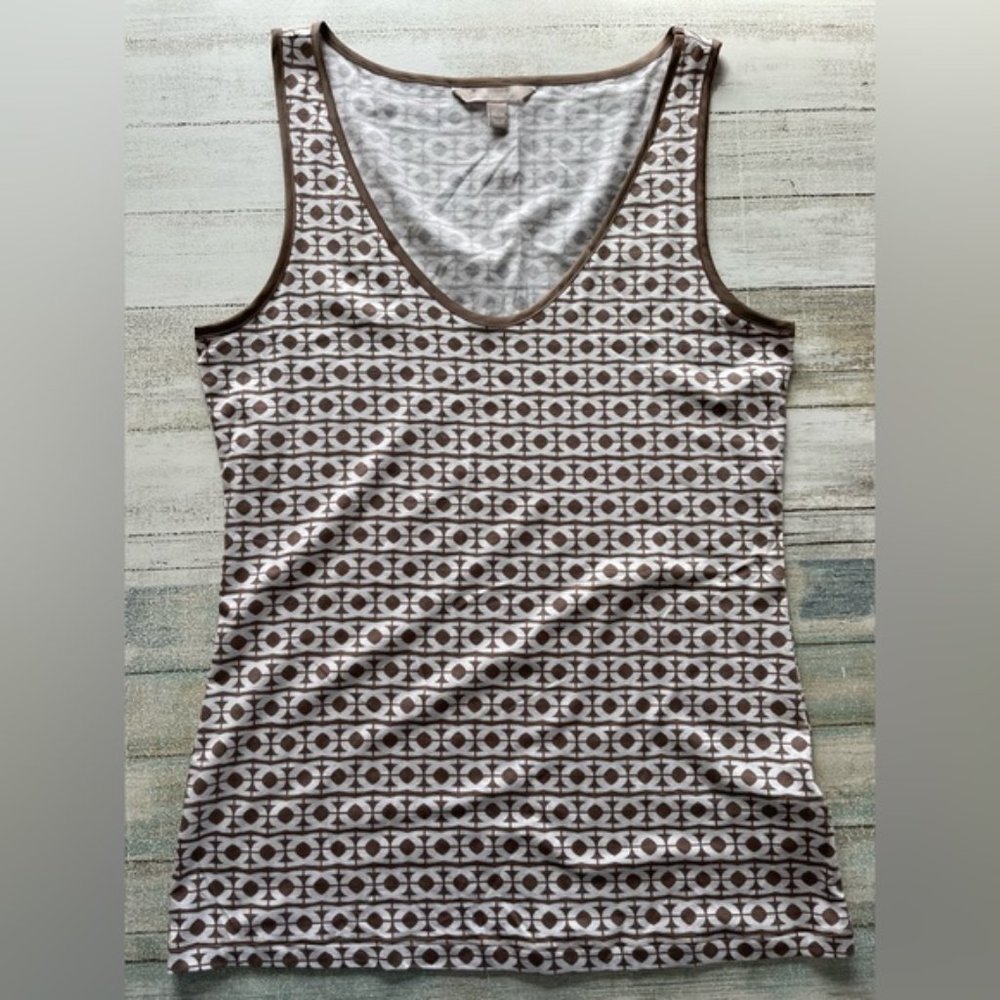 Banana Republic Luxe Feel Chain Geo Print Khahi Sleeveless Top Size M